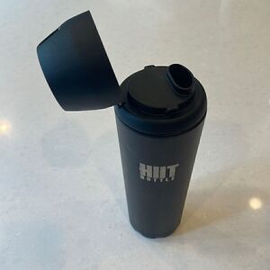 HIIT stainless water bottle with mixer black, excellent shape lid locks in place